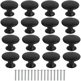 AvoDovA 16Pcs Cabinet Knobs, Round Drawer Knobs, Mushroom Door Handles Pulls Knobs,Cupboard Drawer Pull Handles with Screws for Cabinet Drawer Kitchen (Black)