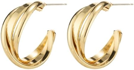 Hoop Earring Sterling Silver 40mm Plated Gold/Silver Trendy Earrings for Women 2024 Lightweight Hypoallergenic Earrings