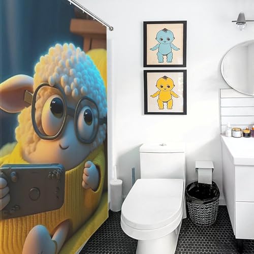 Rideau de douche mouton mignon imperméable lavable en machine polyester 152x183cm - 3