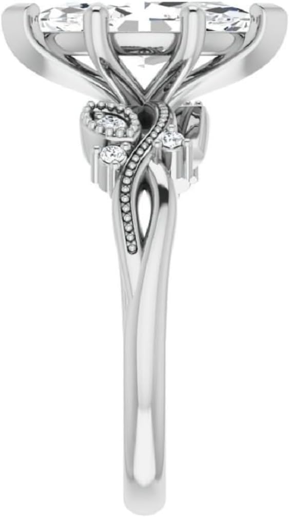 Moissanite Engagement Ring Set Marquise Cut 1CT-3CT Wedding Ring with Milgrain 925 Silver/Gold Anniversary Promise Gift for Women