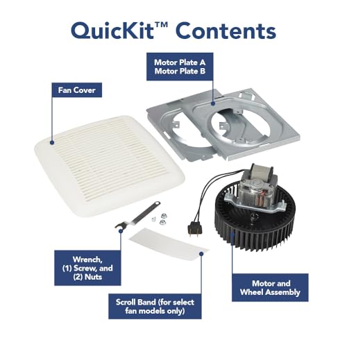 Image of Broan-NuTone BKR60 QuickKit Ultra-Quiet Bath Fan Replacement Motor and Cover /Grille, 60 CFM, 20% more power, White