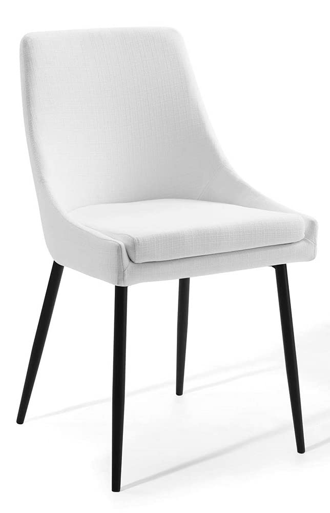 Viscount - Juego de 2 sillas de comedor tapizadas de tela, color blanco y negro