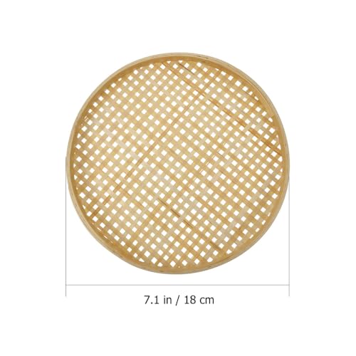 Bestoyard 21SBEF0357PN32OP3DY 3Pcs Bamboo Sieve Snack Storage Basket Rice Sieve Kitchen Basket Bamboo Colander Storage Basket Woven Tray Pantry Storage Baskets Sink Colander Multifunction Fruit thumb #2