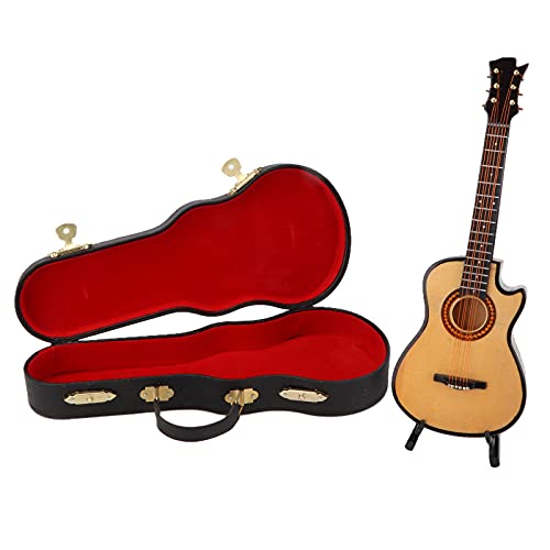 Guitare Miniature en Bois modèle réduit instrument musique réplique ornement support 20cm