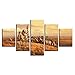 Produktbild LVQIANHOME Leinwanddrucke Wandkunst Moderne Leinwand Pferde Drucke Mode Modulare Malerei 5 Panel Indian Decor Bild Günstige Poster-Rahmenlos