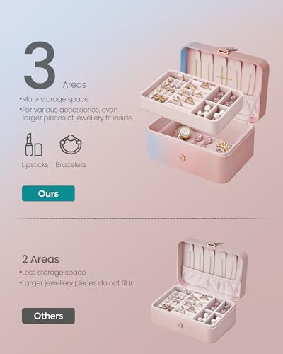 Image of SONGMICS Travel Jewelry Organizer, 2-Layer Portable Jewelry Box Case