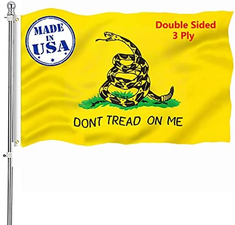 Double Sided Gadsden Dont Tread on Me Flag 3x5 outdoor- Heavy Duty Yellow Don't Tread on Me Snake Flag -Tea Party Rattlesnake Flags Banner with Grommets