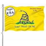 Double Sided Gadsden Dont Tread on Me Flag 3x5 outdoor- Heavy Duty Yellow Don't Tread on Me Snake Fl