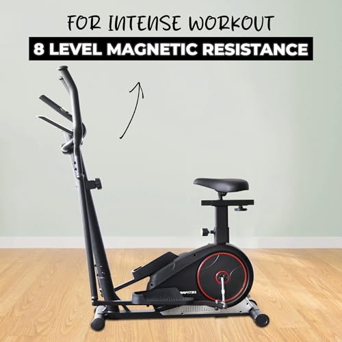 Image of Durafit91 Powerstride Elliptical Cross Trainer |7 Kg Flywheel | Max User Weight 130 Kg | 8 Levels Magnetic Adjustable Resistance| Adjustable Seat | LCD Display