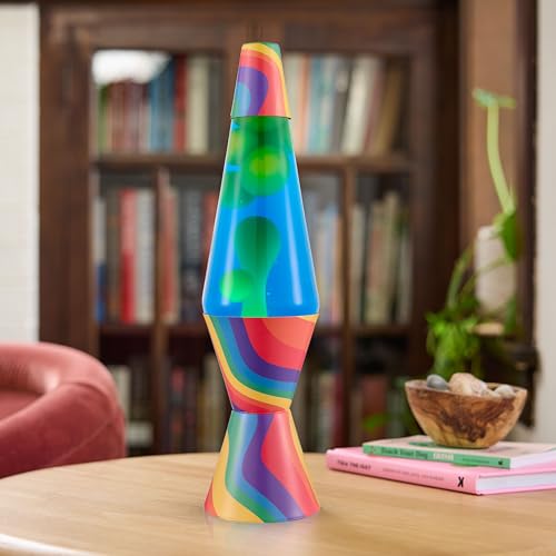 Image of Lava The Original Lamp - 14.5 inch Warped Rainbow - Classic Liquid Motion Lamp - Yellow Wax and Blue Liquid - Item #2713 (Amazon Exclusive)