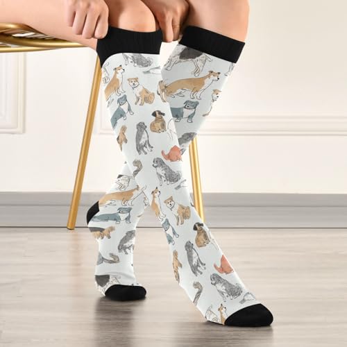 Image of Wusikd Heartbeat Symbol Compression Socks for Women and Men Circulation Black Long Socks for Athletic Running 1
