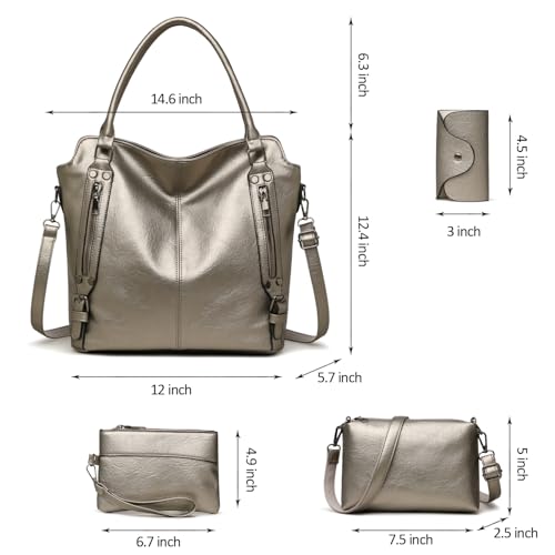 Image of 2E-youth Purses for Women Large Tote Women's Handbag Set Faux Leather Hobo Crossbody Bag 4pcs