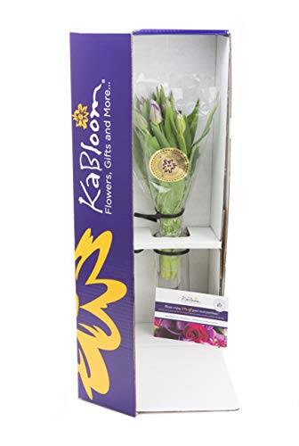 kabloom prime next day delivery - fall collection - bouquet of fresh purple tulips with vase gift for birthday anniversary get well easter valentine mothers day fresh flowers