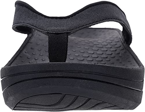 Whitin Women's Platform Flip Flops Orthopedic Arch Support Toe Post Wedge Thong Sandals Slip Resistant Outdoor Size 10 10.5 For Female Sandles Ladies Plantar Fasciitis Walking Sandalias Para Mujer Black #TOP1