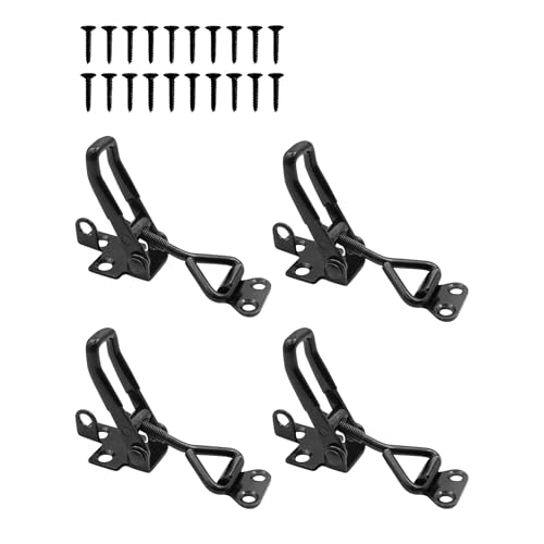 Image of 4 Pack Adjustable Black Toggle Clamp Latch(4002) Heavy Duty 550 lbs Capacity Toggle Latch & Quick Release Metal Pull Latches, Easy to Install for Lid Box Case Door Smoker(come with 20pcs 0.78 inch Screws)