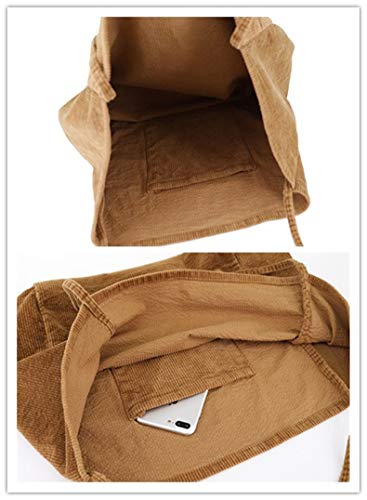 Bolso tipo tote hombro de pana para mujer miniatura 4