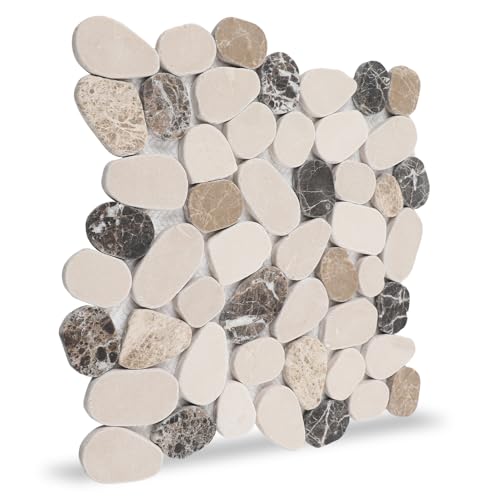 Soulscrafts Pebble Tile for Shower Floor, Natural...