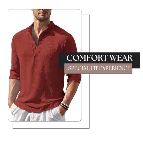 Image of Bellstone Men's Cotton Blend Solid Regular Fit Full Sleeve Short Kurtas | Men's Trendy Short Kurta | Ethnic Stylish Casual Lightweight Summer Kurta for Daily and Occasion Use