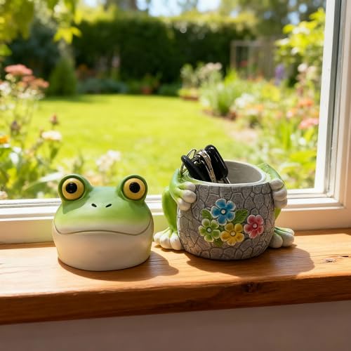 Memeyou Frog Hide a Key Outside Waterproof Key Hiders Safe Storage Lock Box For Outdoor Yard Garden Statues Ornament Indoor Decoration Large Size Design House Spare Holder Green by memeyou - Used condition - Image 2