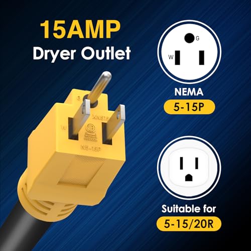 Renters Friendly NEMA 5-15P Household Plug to 10-30R Dryer Adapter Cord 12 Inch Heavy Duty STW 10 Gauge ONLY for 120V Device EV Power Cord4