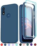LeYi for A36 Case, A36 Cover with [2 x Tempered Glass Screen Protector] for Men, Full-Body Shockproof Soft Liquid Silicone Protective Phone Funda for A 36, Blue