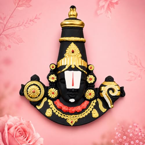 Image of Lord Balaji Head wall Hanging Very Big Size 1.6 Feet | Thirupathi Sangu Chakram Head Idol for Grand Pooja Room |(1.6FTx3.5 inchx1.5 FT, Fibre)