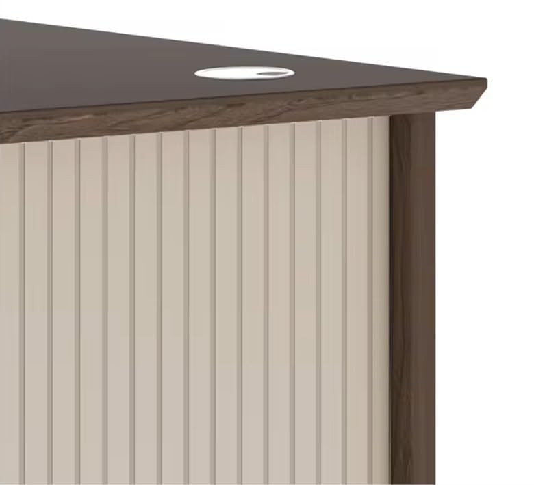 Image of Engineered Wood Office Table | 140 cm Single Workstation Desk with Drawer & Cabinet | Brown & Beige Laptop | Study | Computer Table for Home & Office Use