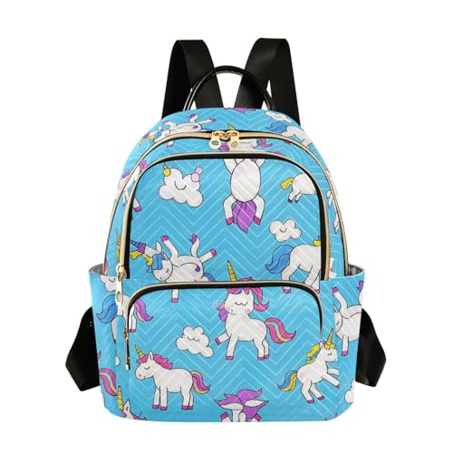 Mochila de unicornio azul de 12.5 pulgadas para mujer mini bolsa casual