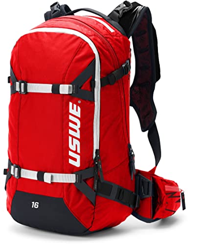 Uswe Carve 16L, Ski And Snowboard Backpack For Men And Women, Winter Alpine Daypack, Insulated Snow Hydration Pack With Thermo Cell Freeze Protection, Bounce Free, Red #TOP1