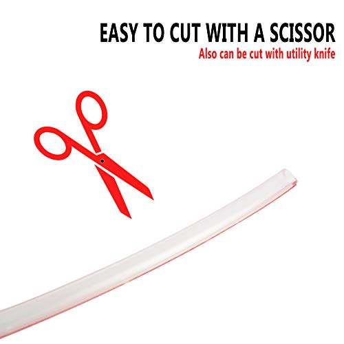 Eatelle Vinyl Bulb Translucent Shower Door Seal For 1/4" (6Mm) Gap With Pre-Applied 3M Tape, Adhesive Bathroom Seal Strip For 1/4" Thick Glass And Up(3/8, 1/2 Glass) 95 Inch Long #TOP3