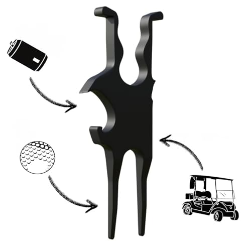 HWHIEUAIK 3 in 1 Golf Multi-Tool – Portable Magnetic Holder for Golf Cart, Metal Magnetic Golf Cart Holder with Clamp, Beer Shotgun,Metal Divot Repair Tool and Ball Marker