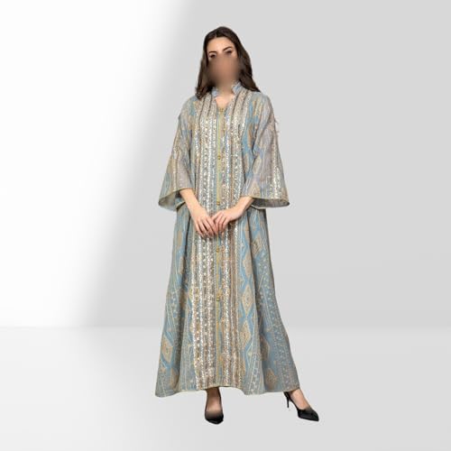Robe de soirée Dubaï patchwork à paillettes pour fête traditionnelle - 4