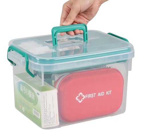 Image of Clear Plastic First Aid Kit Box, Storage Boxes Medical Supplies