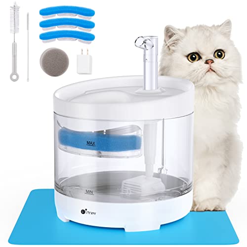Stfxmy Cat Water Fountain, 54Oz/1.6L Pet Water Fountain Indoor, Ultra Quiet Automatic Pet Drinking Fountain With 3 Replacement Filters, Cleaning Brushes Kits And 1 Silicon Mat #TOP2