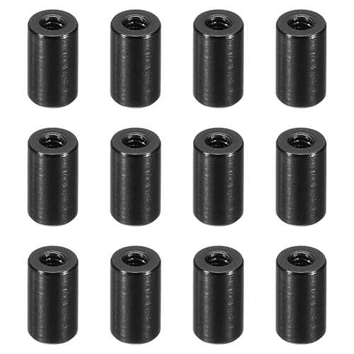 PATIKIL M3 アルミスペーサー 12個の金属スペーサーアルミニウム3 mm ID x 6mm OD x 10mm L スレッドスペーサースクリュースタンドオフラウンド RCカー ドローン マザーボード用 黒色