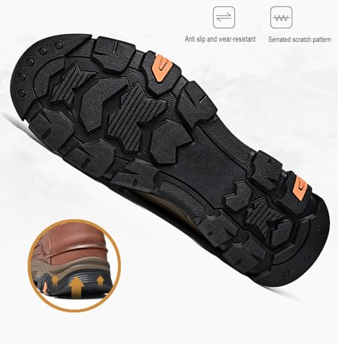 Men's Outdoor Retro Slip On Thick Sole Hiking Shoes Classic Non Slip Leather Adventure Driving Walking Shoes Comfortable Hand Sewn Lefu Shoes3