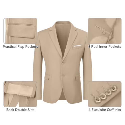 Men's Slim Fit 3-Piece Suit Set, Formal Wedding Tuxedo in Black, Navy Blue2