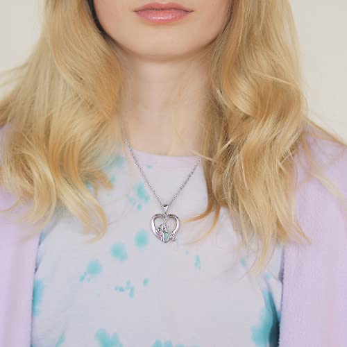 Unicorn Necklaces - Silver Cursive Initial Necklace with CZ Heart Pendant for Girls & Teen Girls4