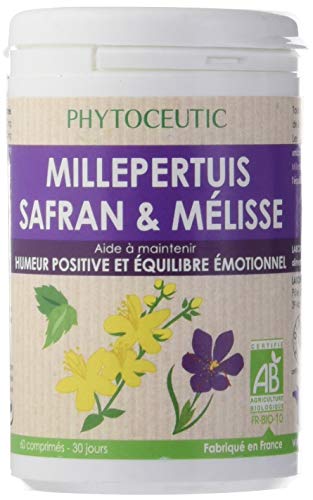 Laboratoires Phytoceutic Johanniskraut Safran Pillendose für 60 Tabletten, 30 Tage, Nettogewicht 43 g