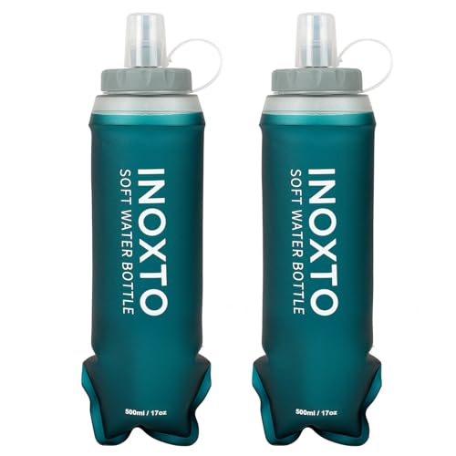 INOXTO Soft Flask,Collapsible Soft Water Bottles for Hydration Vests and Running Packs, Soft Flask Running Bottles for Hiking Cycling(250/500 ml) (2 PCS 500ML)