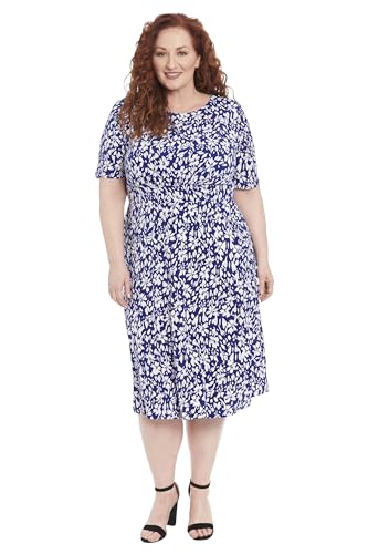 Image of London Times Women's Womens Elbow Sleeve A-line Midi - Pretty Garden Party Dress - Special Occasion Wedding Guest Dress