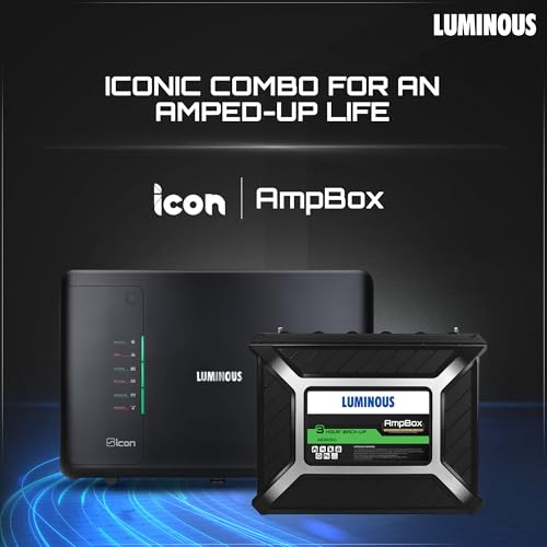 Image of Luminous Inverter & Battery Combo for Home, Office & Shops | iCon Black 1100 Inverter with AmpBox Gel Battery | Fast Charging, 3hr Backup, Maintenance-Free | Warranty: 36 & 60 Months
