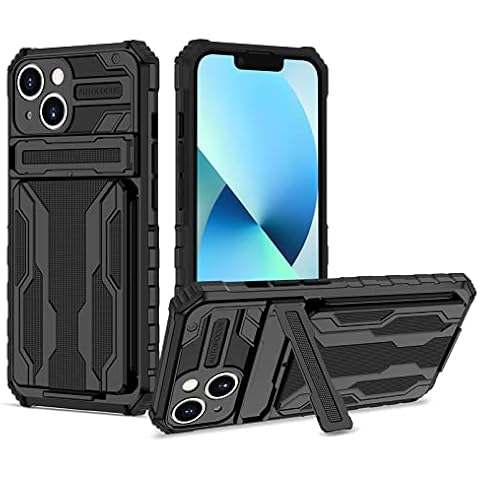 Zoeirc Case for iPhone 14 Case, for Apple 14 Wallet Case with Detachable Card Holder, Stand Rugged Shockproof Heavy Duty Protective Phone Cover for iPhone 14 Black Cover