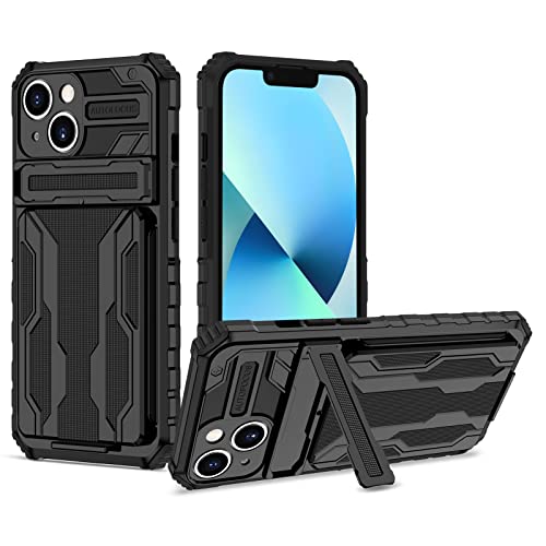 YOUULAR Armor Card Case para iPhone 15 PC Dura + TPU Suave + Soporte + Estuche para Tarjeta Funda...