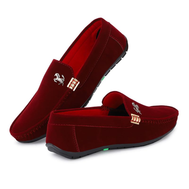 MADHUVIMAL Mens Casual Slip On Suede Velvet Loafers for Men for Wedding|Occasions|Fashion|Outdoor|Indoor|Shoes with Comfort (Maroon, Numeric_8) (B0DDX6RR42) Amazon Price History, Amazon Price Tracker