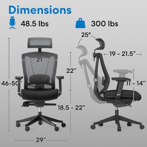 AUTONOMOUS ErgoChair Pro Ergonomic Office Chair Foam Black Adjustable Lumbar Support, Rolling Swivel - Home office Desk Chairs with Wheels and Arms - Ergonomic Desk Chair Comfy for Gaming & Long Hours - Image 4