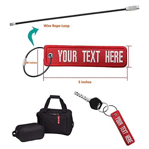 Embroidery Luggage Tag,Personalized Travel Suitcases Labels Tags Loops,Customized Name Luggage with Stainless Steel Loop (Rectangle)2