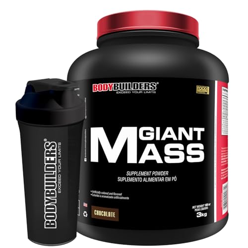 Kit Hipercalórico Giant Mass 3kg + Coqueteleira - Bodybuilders Sabor Chocolate