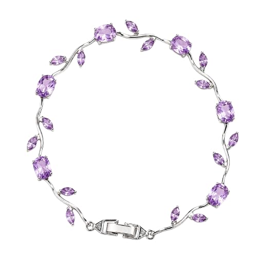 Gold Plated Purple Crystal Vine Bracelet for Women & Girls – Floral Link Bracelet with Sparkling CZ Stones | Elegant Party Use, Wedding, Anniversary & Gift Fashion Jewelry-picture-42