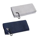 2 pezzi asciugamano golf microfibra 30x30 cm accessori golf uomo con moschettone e occhiello metallico, assorbente e compatto, ideale come regalo golf per sportivi e golfisti amatori o professionisti
